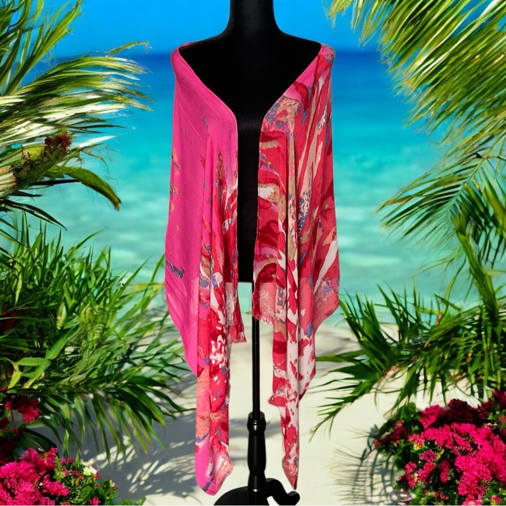 💖 Cynthia Rowley Vibrant Pink Scarf Wrap 💖